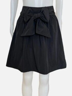 Express Taffeta Bow Aline Mini Skirt Black Flare Zip Closure Tie Belt Size 0